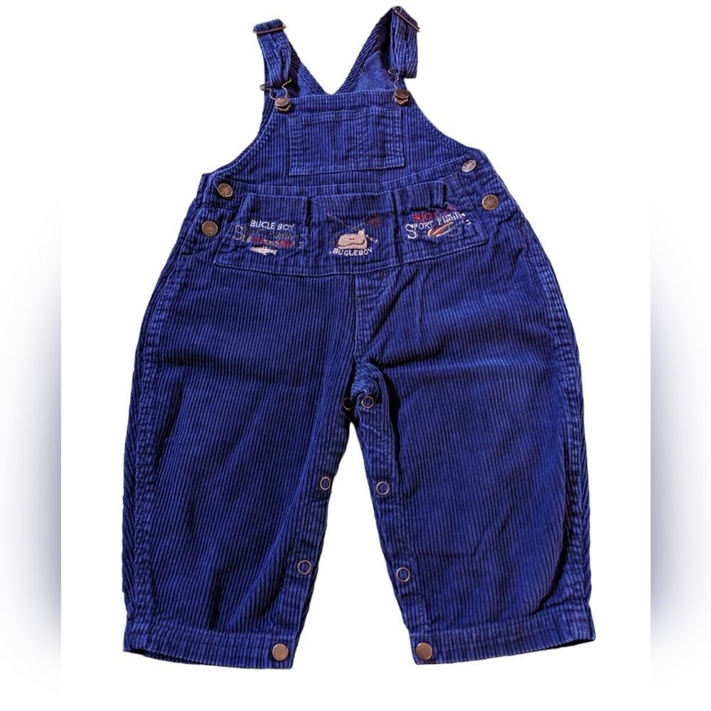 Bugle Boy‎ fishing vintage blue corduroy overalls size 18 months